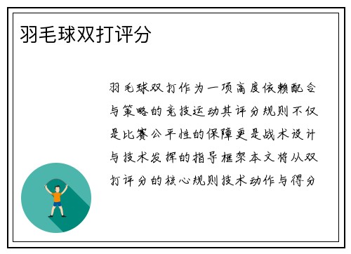 羽毛球双打评分